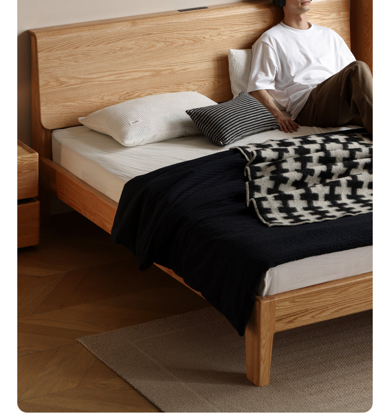 Oak Solid Wood Bed Nordic Modern