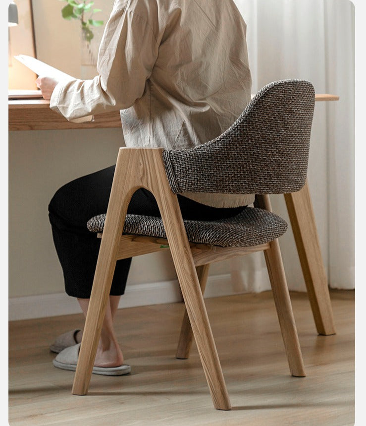 Black walnut, Ash, Oak Solid Wood Chair with soft fabric/leather back*