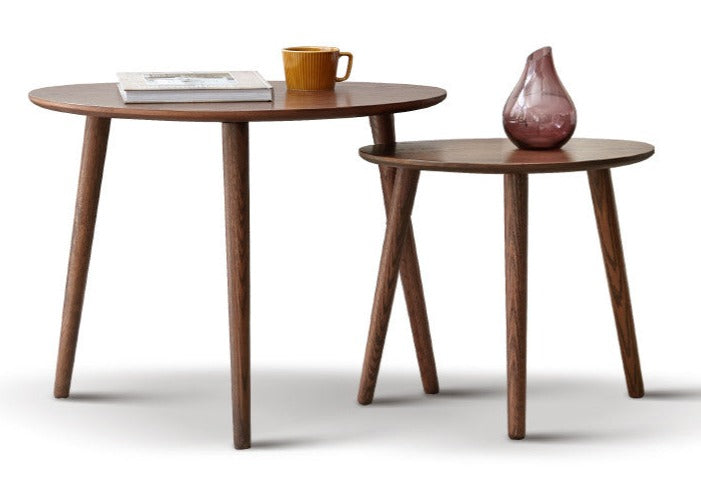 Combination shape side table Oak soli wood-