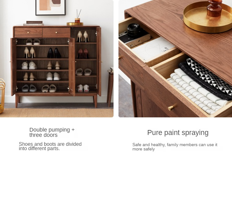 Oak Solid Wood Shoe Cabinet, Entrance Cabinet