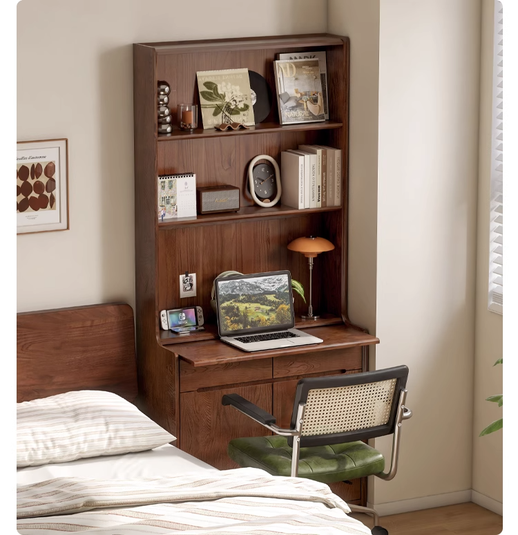 Oak Solid Wood Corner Floor-Standing Free Combination Bookshelf