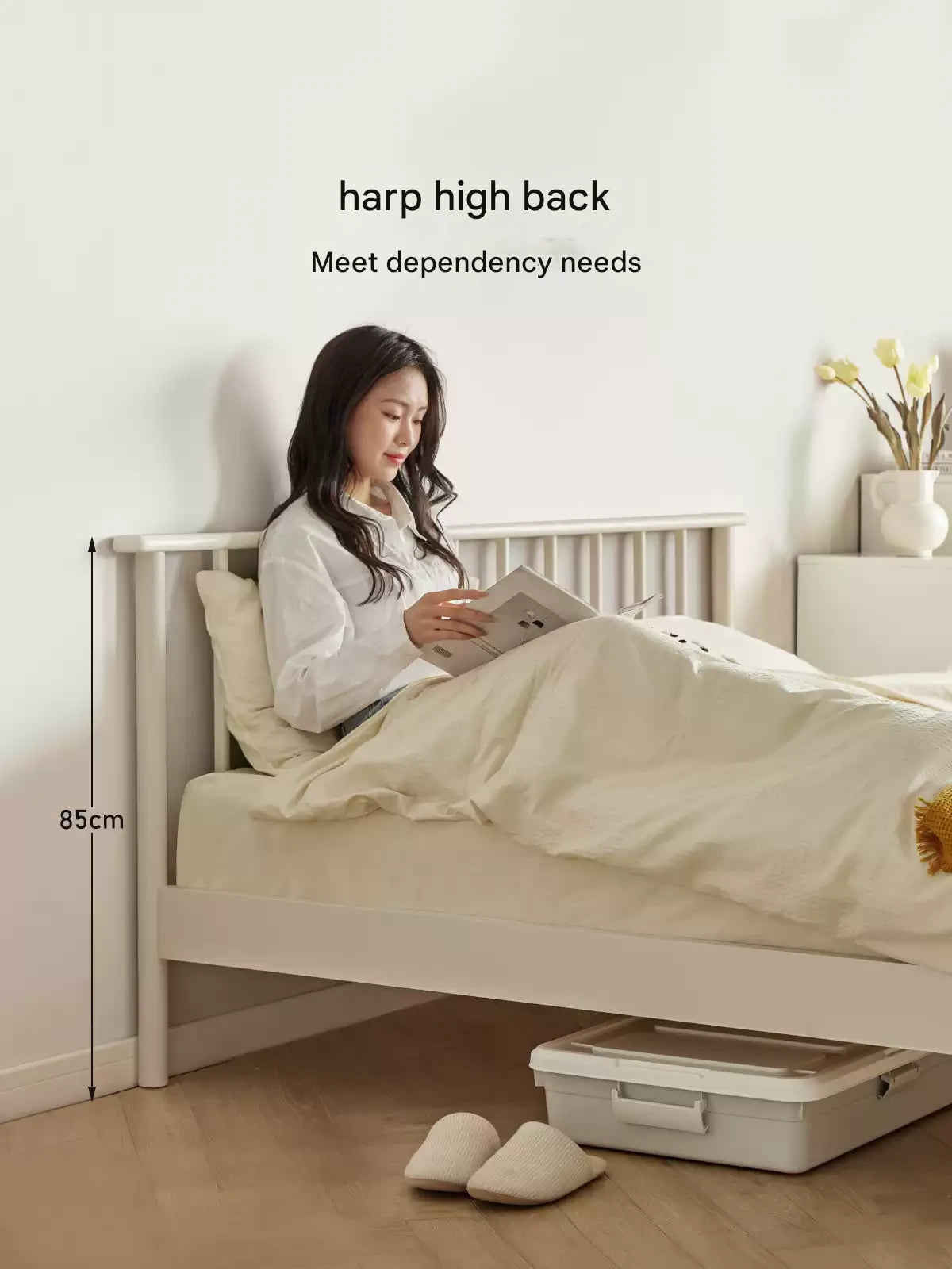 Pine Solid Wood Bed Nordic Light Luxury White Bed