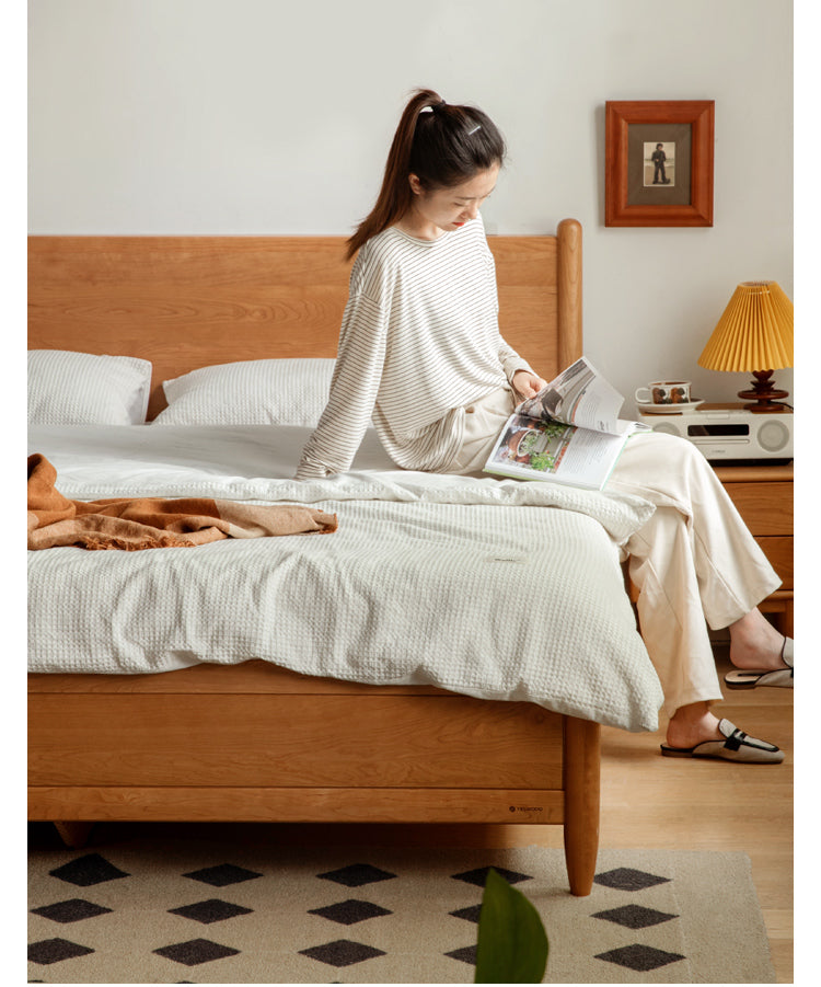 Cherry Wood, Black Walnut Solid Wood Box Bed