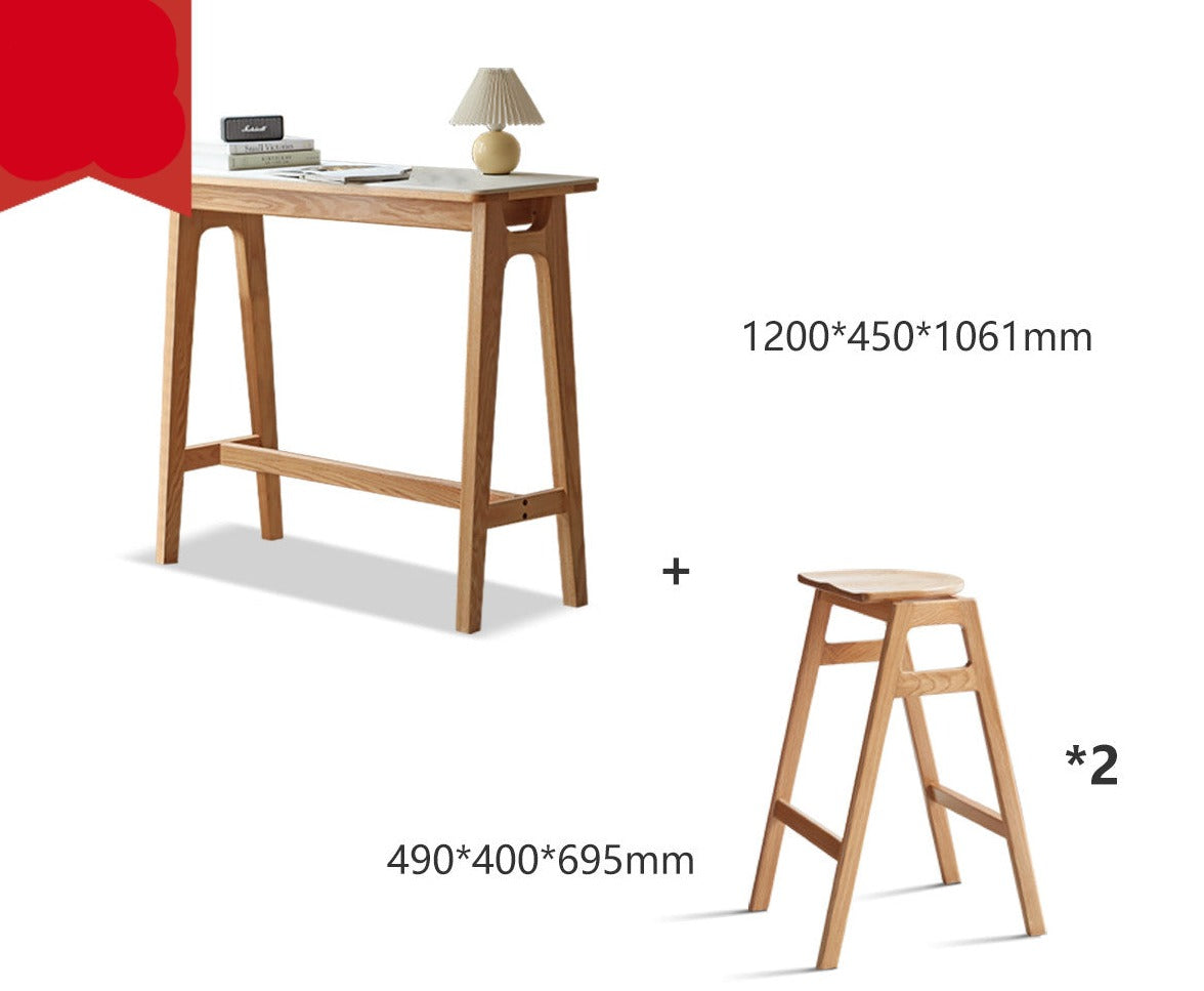 Rock slab bar table oak solid wood"