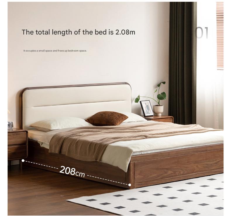 Black walnut solid wood storage box bed technology cloth soft back
