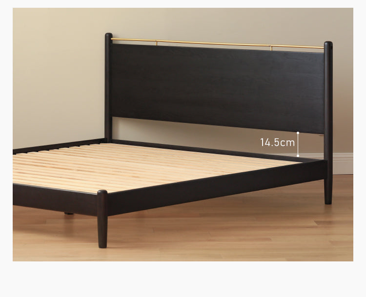 Oak Solid Wood Black Retro American Bed