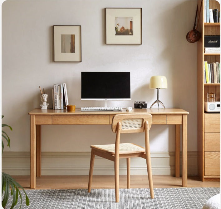 Oak, Ash Solid Wood USB Office Desk