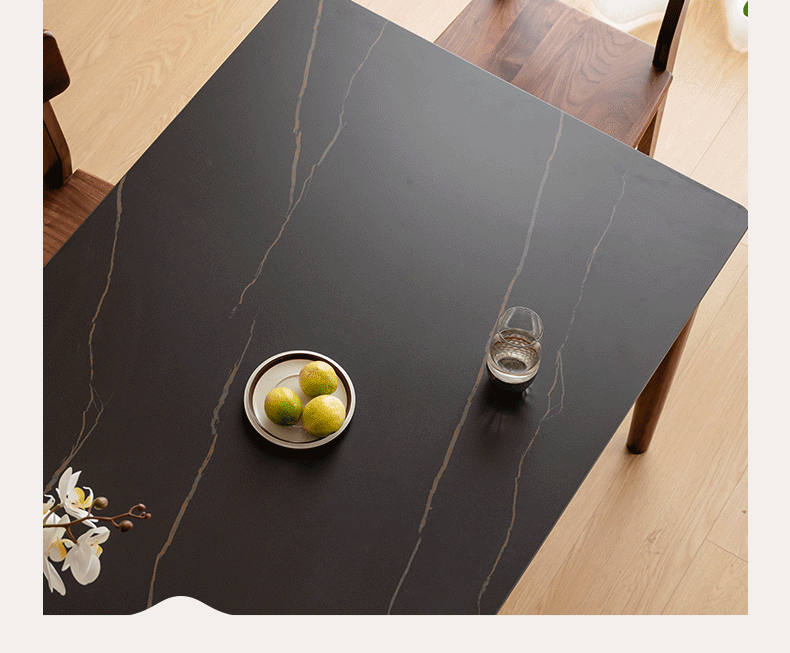 Black Walnut Solid Wood Rock Plate Dining Table