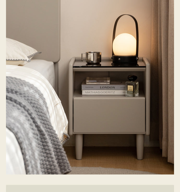 Cherry, Ash Solid Wood Small Nightstand.