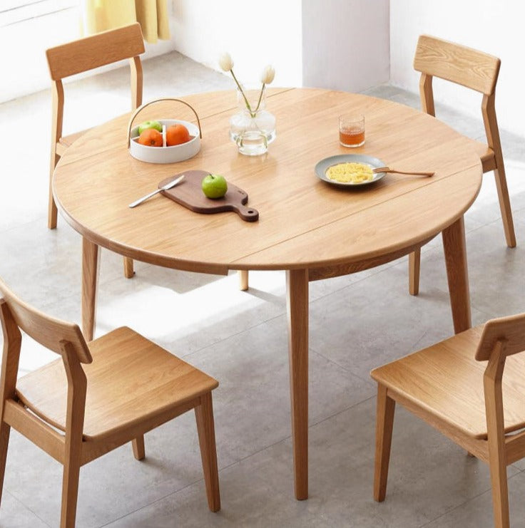 Oak solid wood folding dining table small apartment"