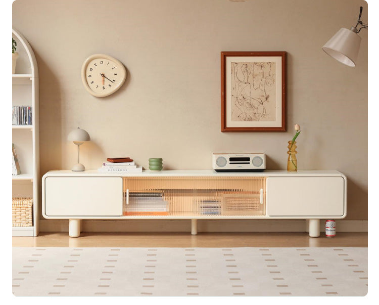 Poplar Solid Wood Storage White TV Cabinet