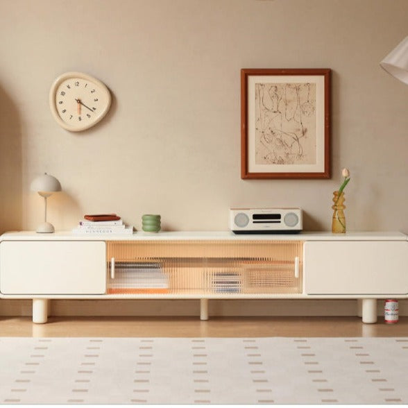 Poplar Solid Wood Storage White TV Cabinet