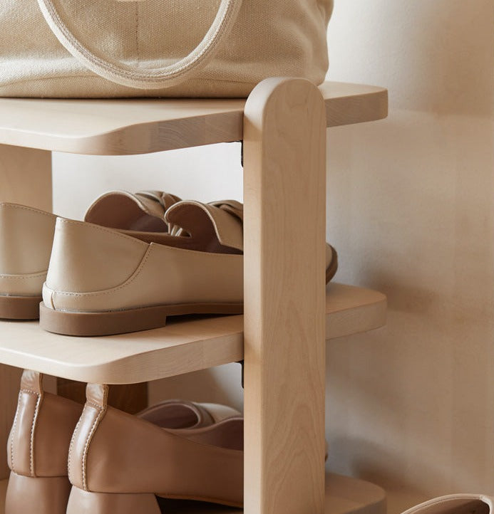 Beech, Solid Rubber Wood Narrow Shoe Rack