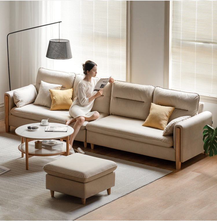 Ash Solid Wood Technology Fabric Corner Sofa.