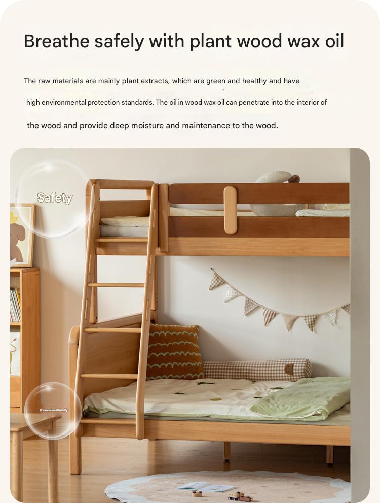 Beech Solid Wood Children's Bunk Bed.