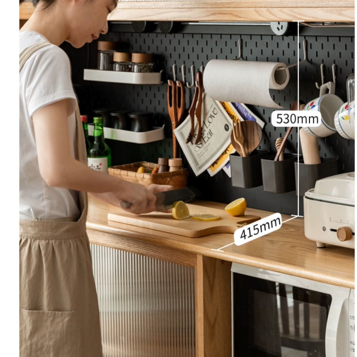 Ash Solid Wood Sideboard Multi-Functional Buffet Cabinet