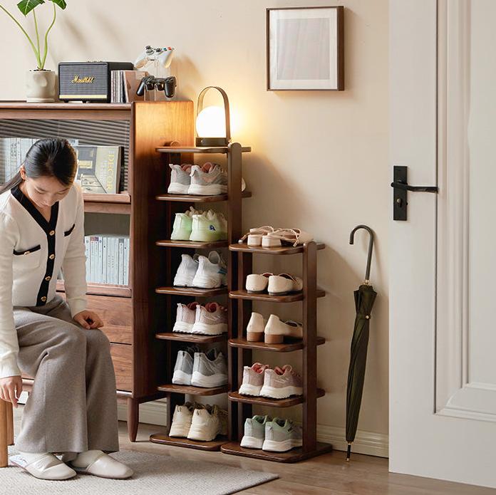 Beech Solid Wood, Solid Rubberwood Ultra-Narrow Shoe Cabinet