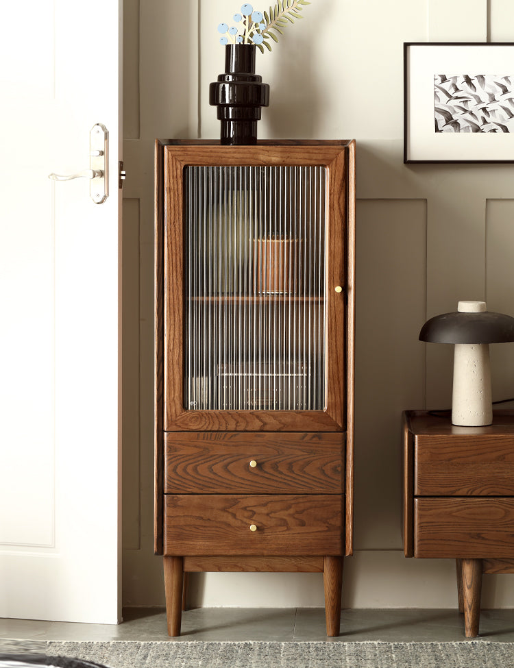 Ash Solid Wood Narrow Side Cabinet.