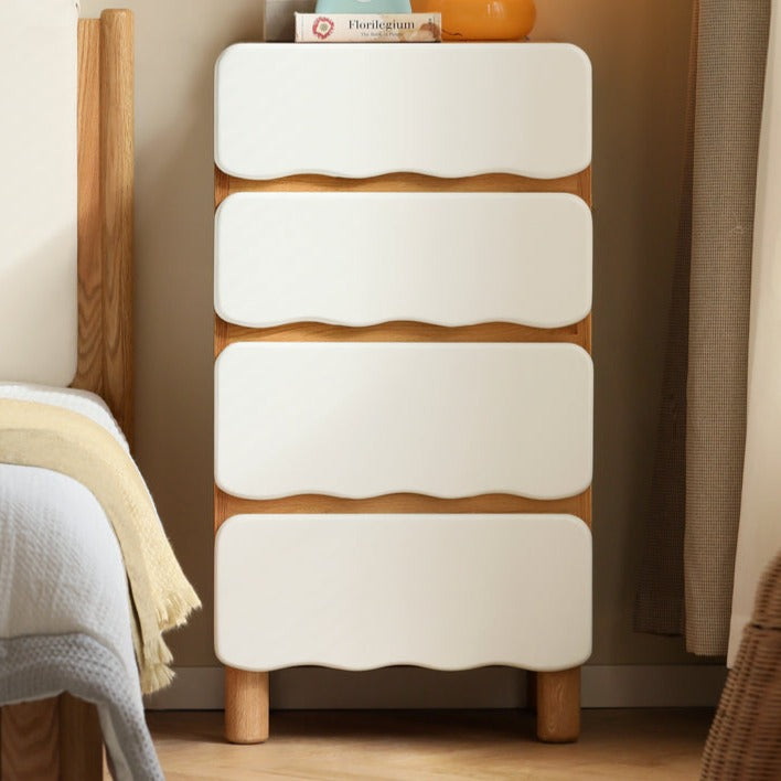 Oak Solid Wood Children's Narrow Cabinet High Drawer Storage