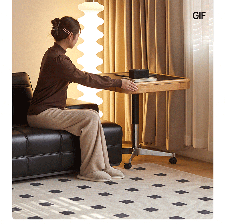 Oak Solid Wood Movable Square Lift Coffee Table