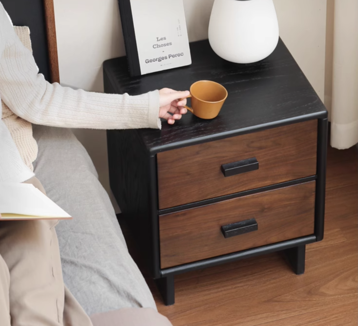 Black Walnut Solid Wood Nightstand.