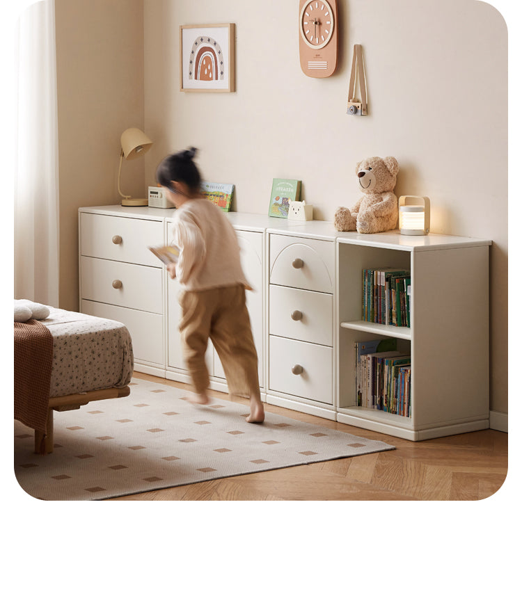 Pine Solid Wood Cream Style Kids Dresser, Chests, Storage Cabinet