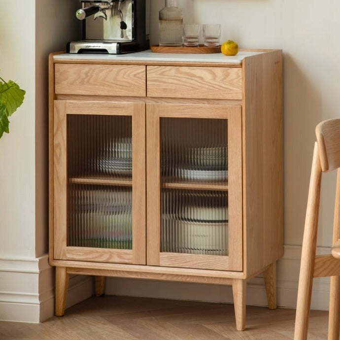 Oak Solid Wood, Solid RubberWood Nordic Modern Sideboard
