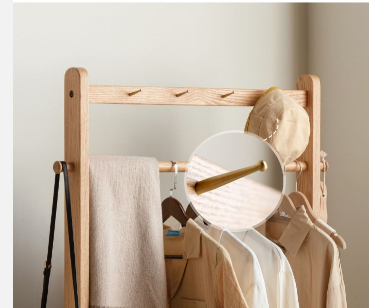 Oak Solid Wood Clothes Rack Hanger