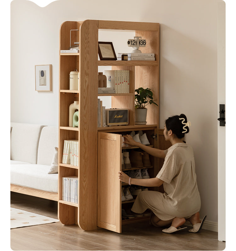 Oak, Ash Solid Wood Entrance Partition Cabinet