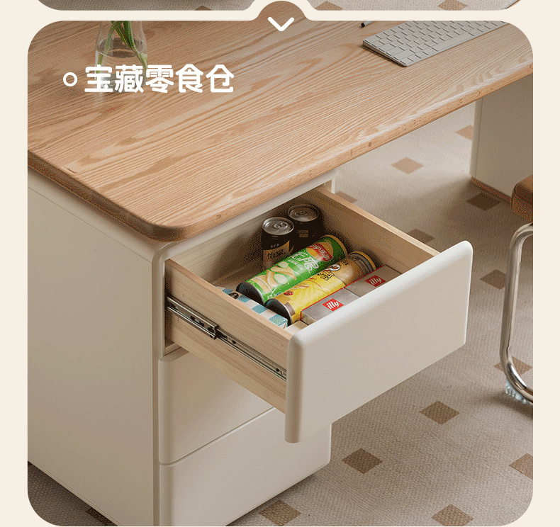 Oak Solid Wood Desk With Lower Cabinet