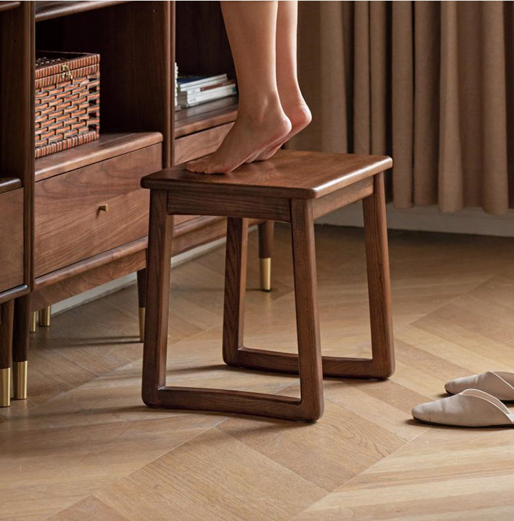 Ash Solid Wood Modern White Wax Wood Square Stool