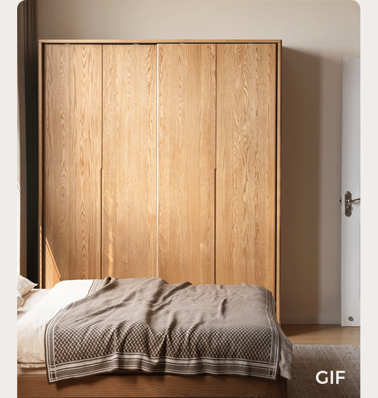 Oak Solid Wood Modern Corner Wardrobe