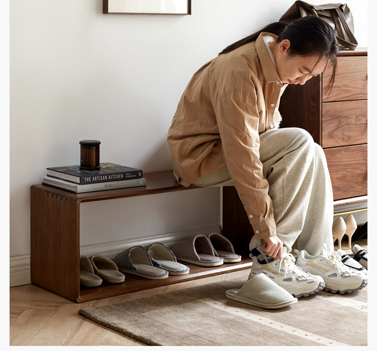 Black Walnut, Oak Solid Wood Small Combination Bookcase.