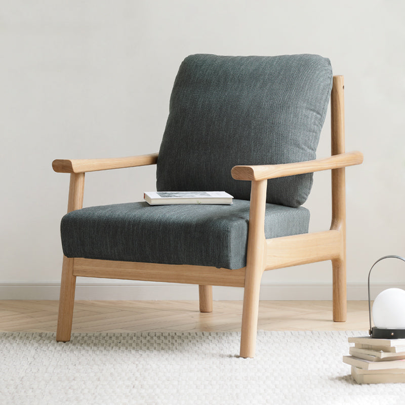 Ash Solid Wood Fabric Leisure Sofa Chair.