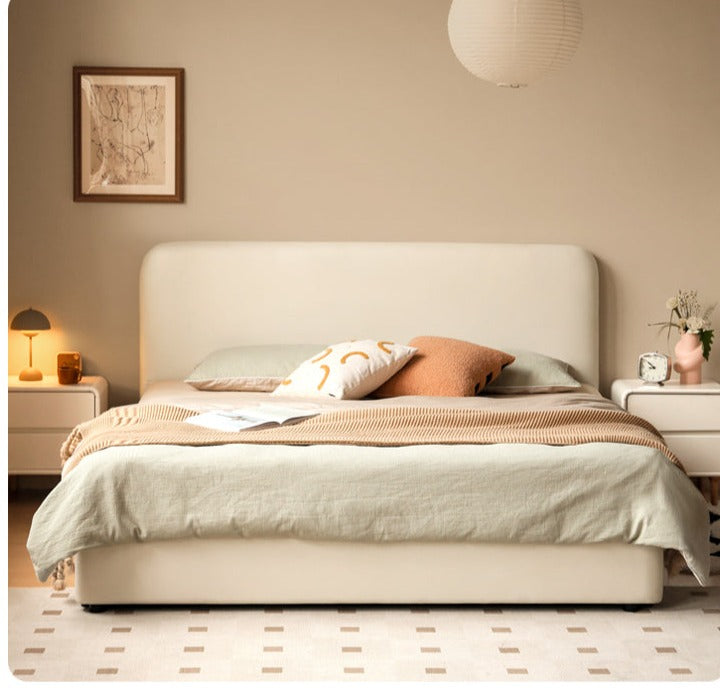 Fabric Cream Soft Minimalist Bed