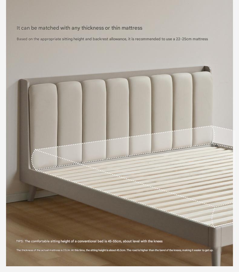 Oak, Poplar Solid Wood Piano Key Bed, Technology Cloth