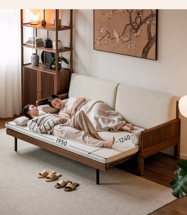 Black Walnut, Oak Solid Wood Foldable Sofa Bed.