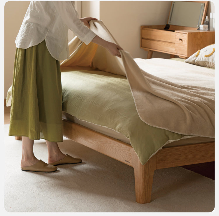 Oak, Ash Solid Wood High Head Board Bed