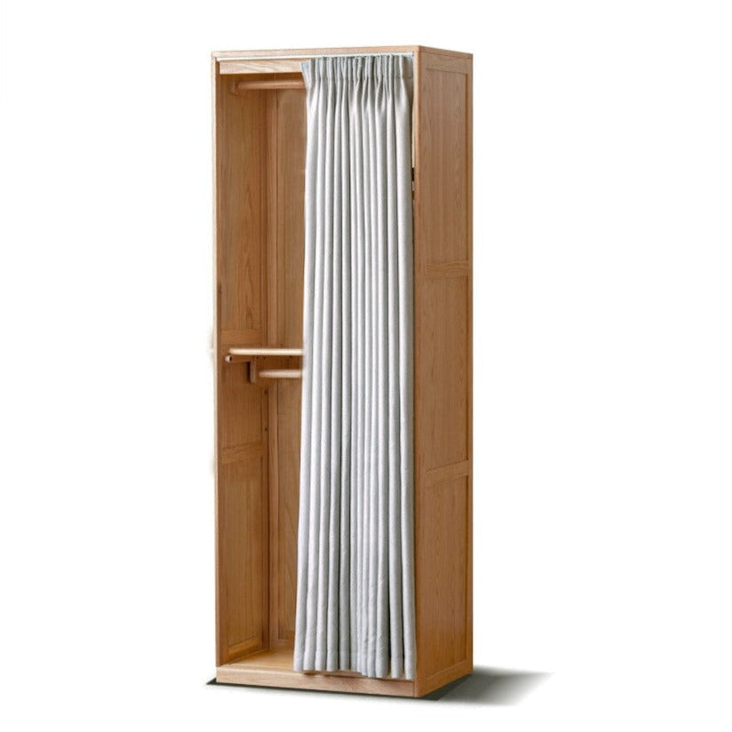 Oak, Solid Rubberwood Wardrobe Curtain Design.