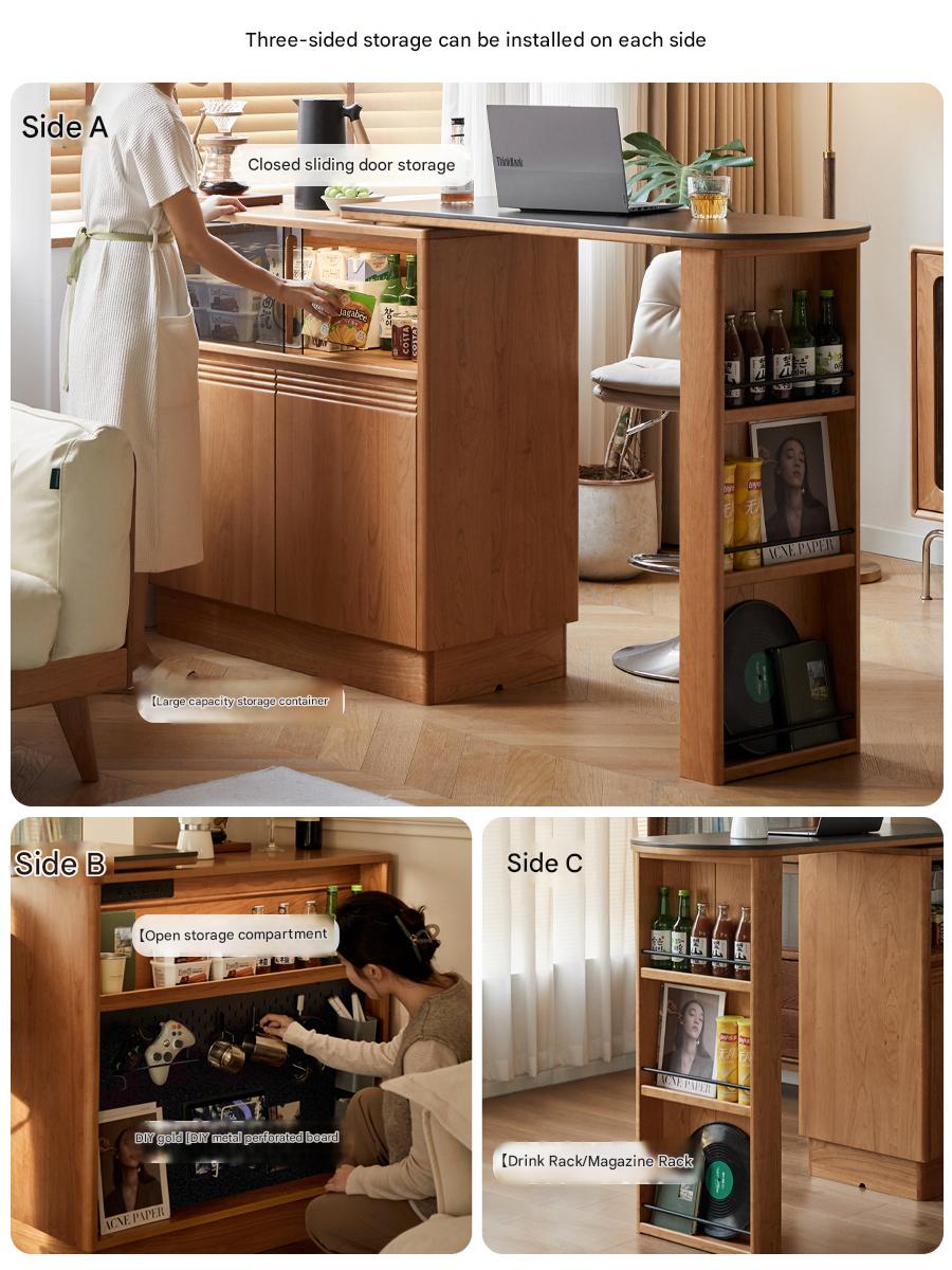 Cherry Solid Wood Telescopic Bar Table