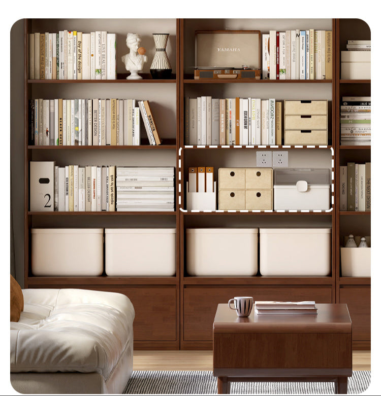 Rubber solid wood bookshelf floor rack storage cabinet.