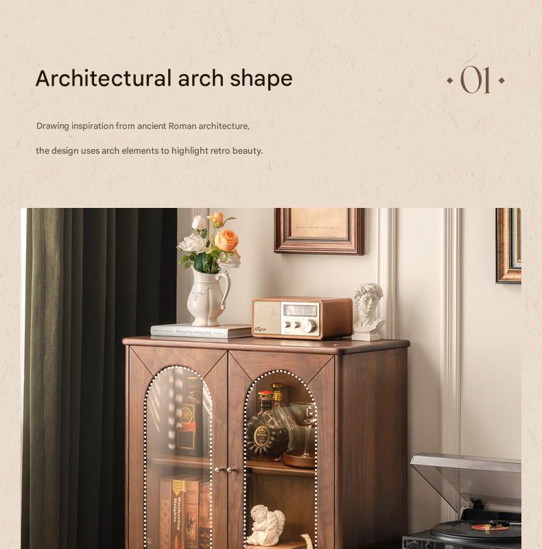 Black Walnut Solid Wood French Retro Side Cabinet