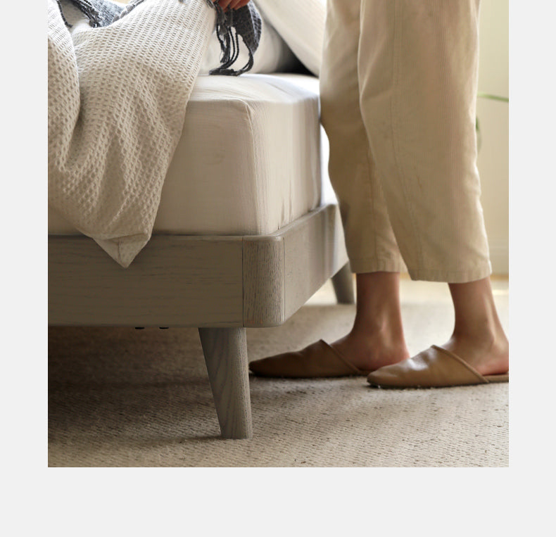 Oak, Poplar Solid Wood Piano Key Bed, Technology Cloth