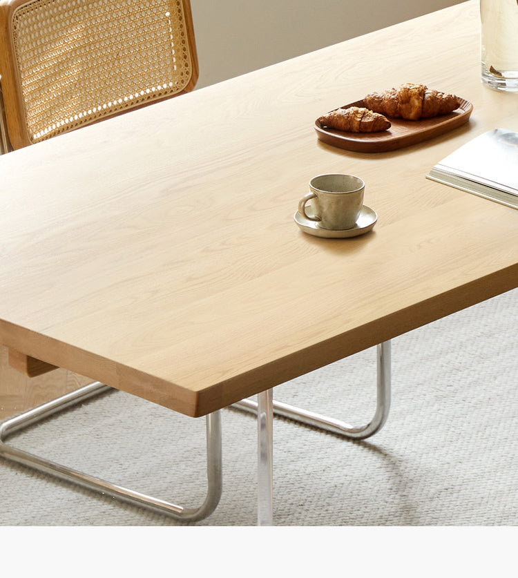 Oak, Cherry Solid Wood Acrylic Suspended Dining Table