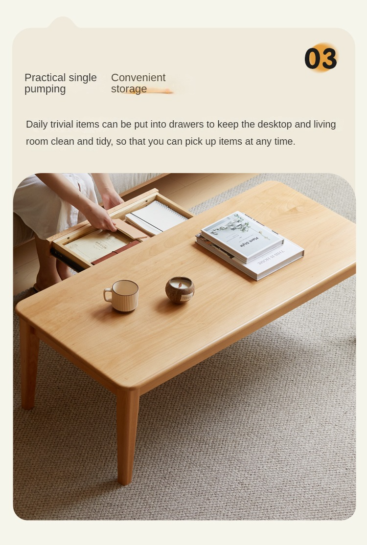 Beech Solid Wood Coffee Table Modern