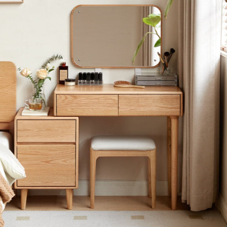 Solid Rubberwood, Oak, Beech Solid Wood Retractable Dressing Table Modern.