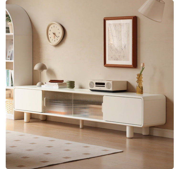 Poplar Solid Wood Storage White TV Cabinet.