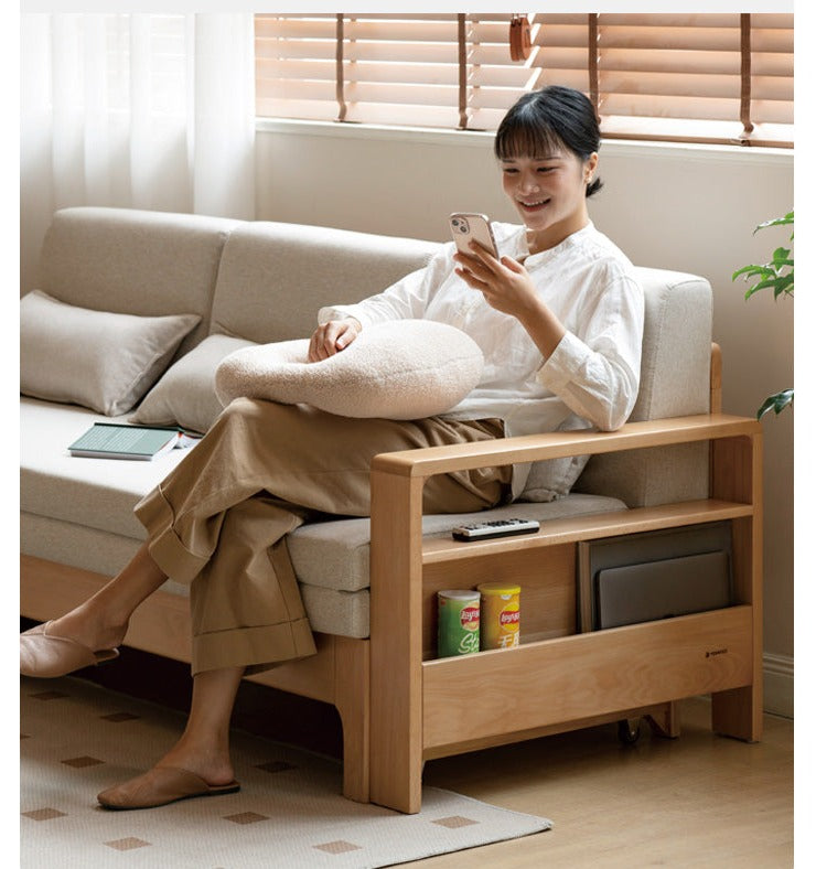 Oak, Beech Solid Wood Sleeper Sofa: