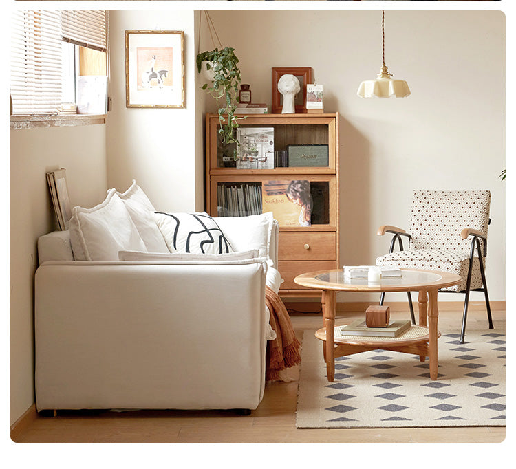 Down Fabric Sofa Cream Style.