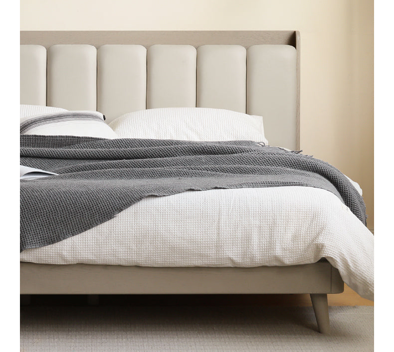 Oak, Poplar Solid Wood Piano Key Bed, Technology Cloth